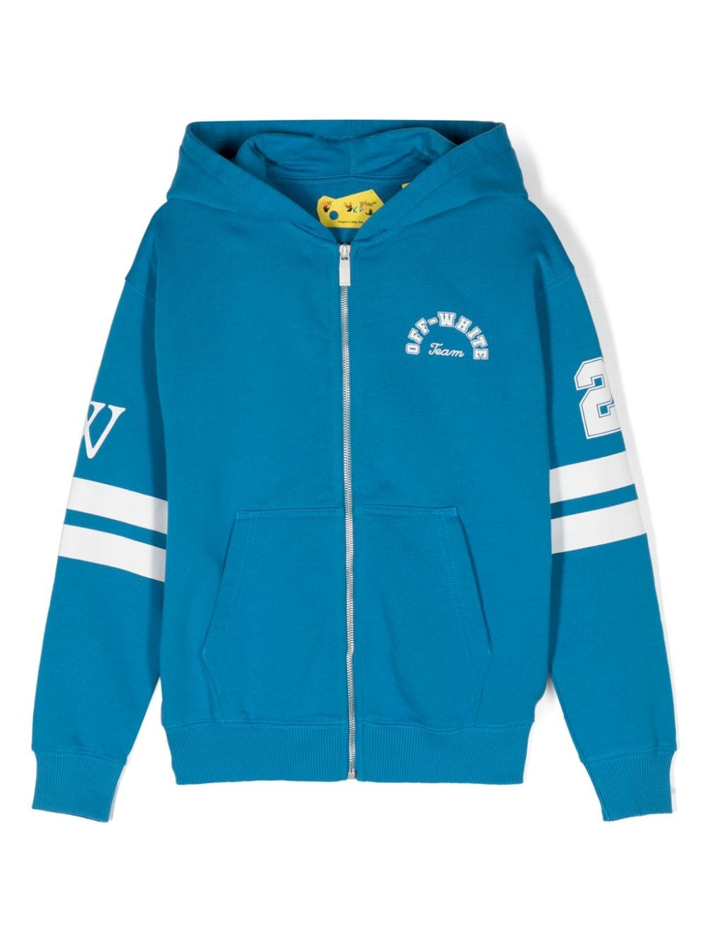 Off-White Kids logo-print zip-up hoodie - Blue von Off-White Kids