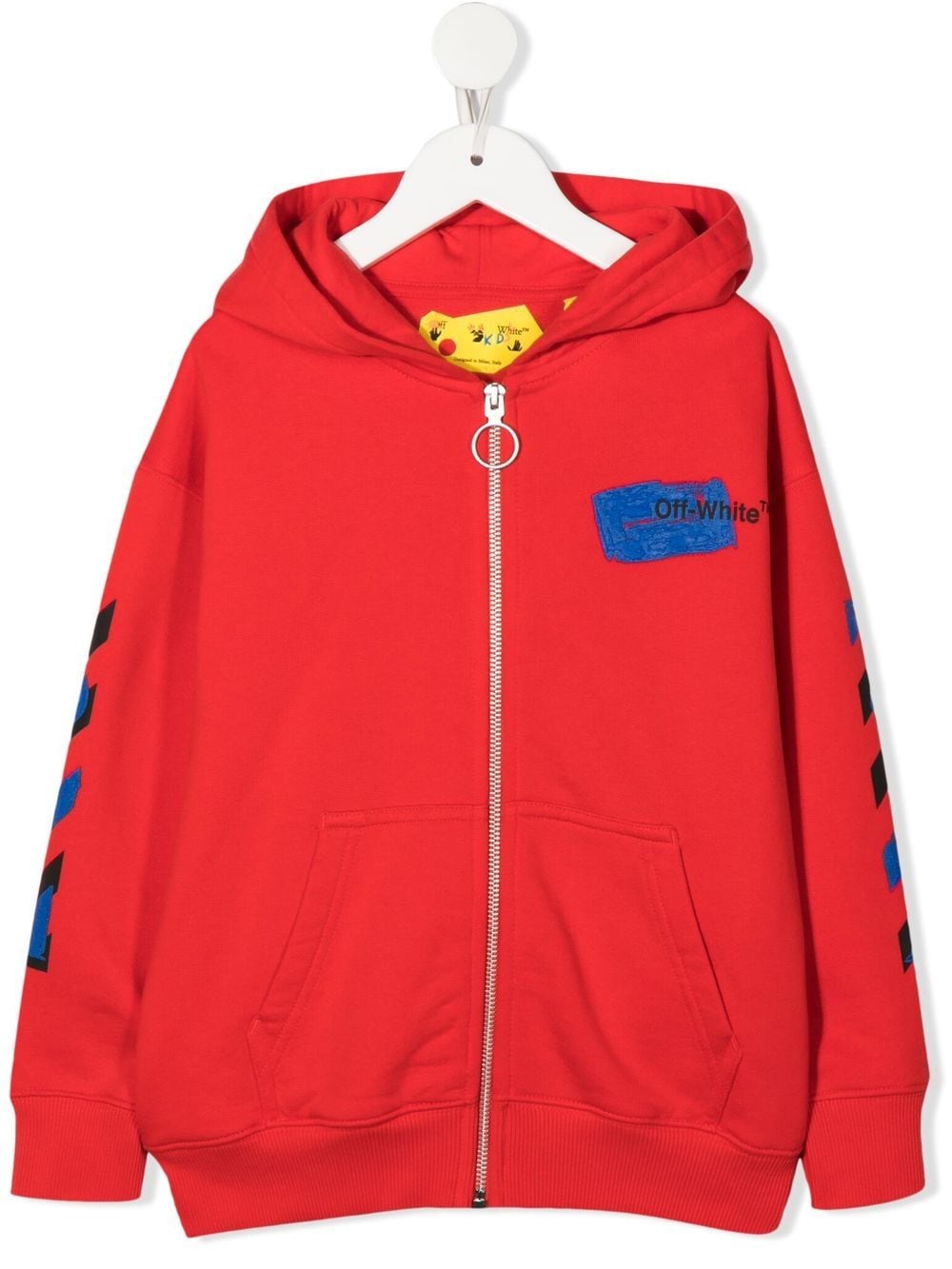 Off-White Kids logo-print zip-up hoodie - Red von Off-White Kids