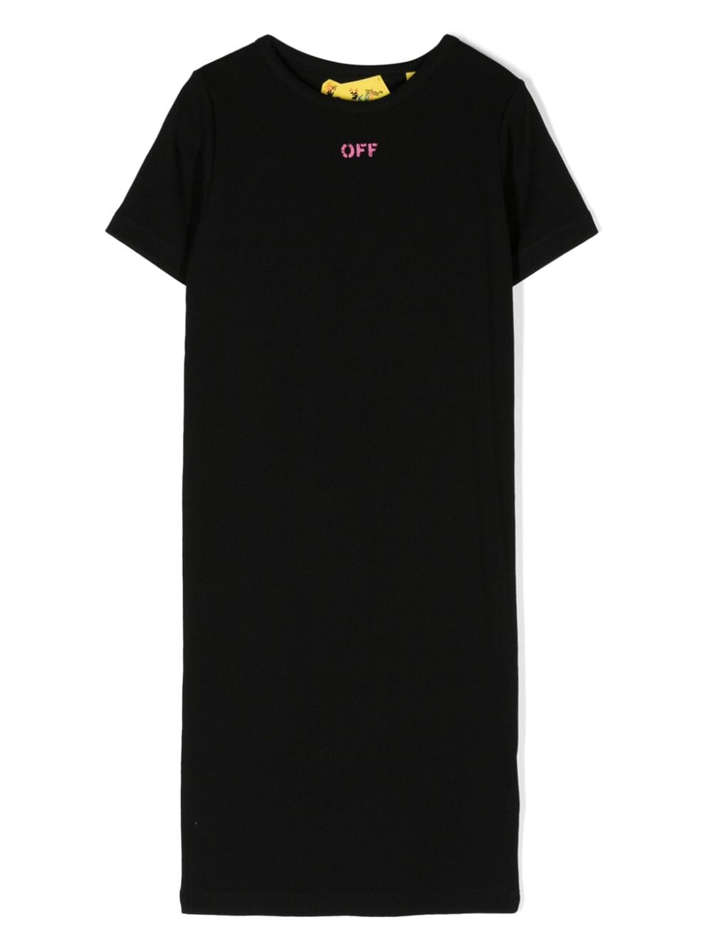 Off-White Kids logo-stamp ribbed T-shirt dress - Black von Off-White Kids