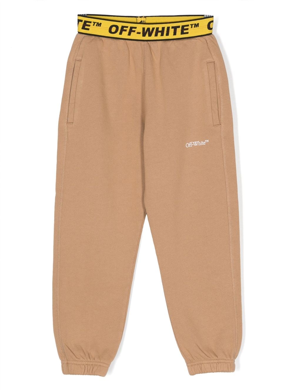 Off-White Kids logo-waistband cotton trousers - Brown von Off-White Kids