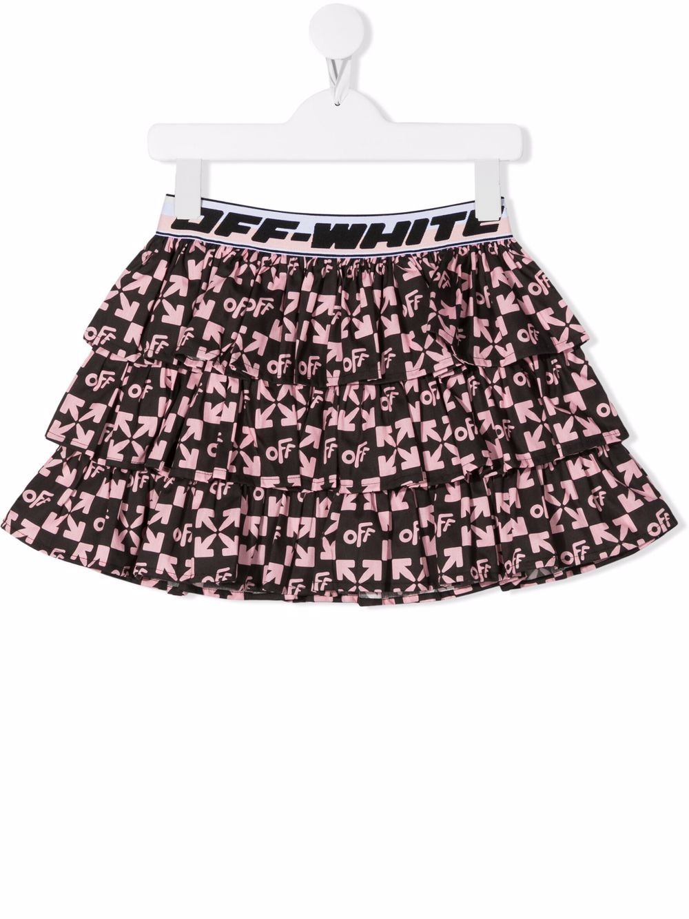 Off-White Kids monogram-print ruffle skirt - Black von Off-White Kids