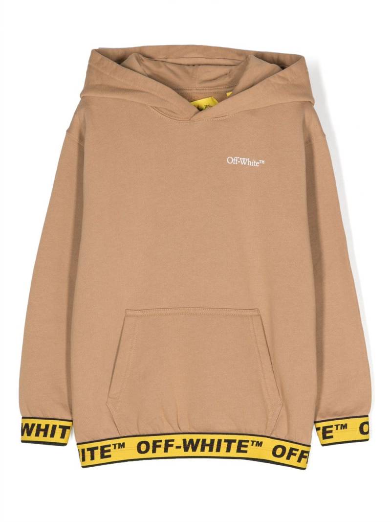 Off-White Kids logo-trim cotton hoodie - Neutrals von Off-White Kids
