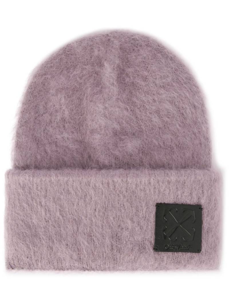 Off-White Arrow-patch knitted beanie - Purple von Off-White