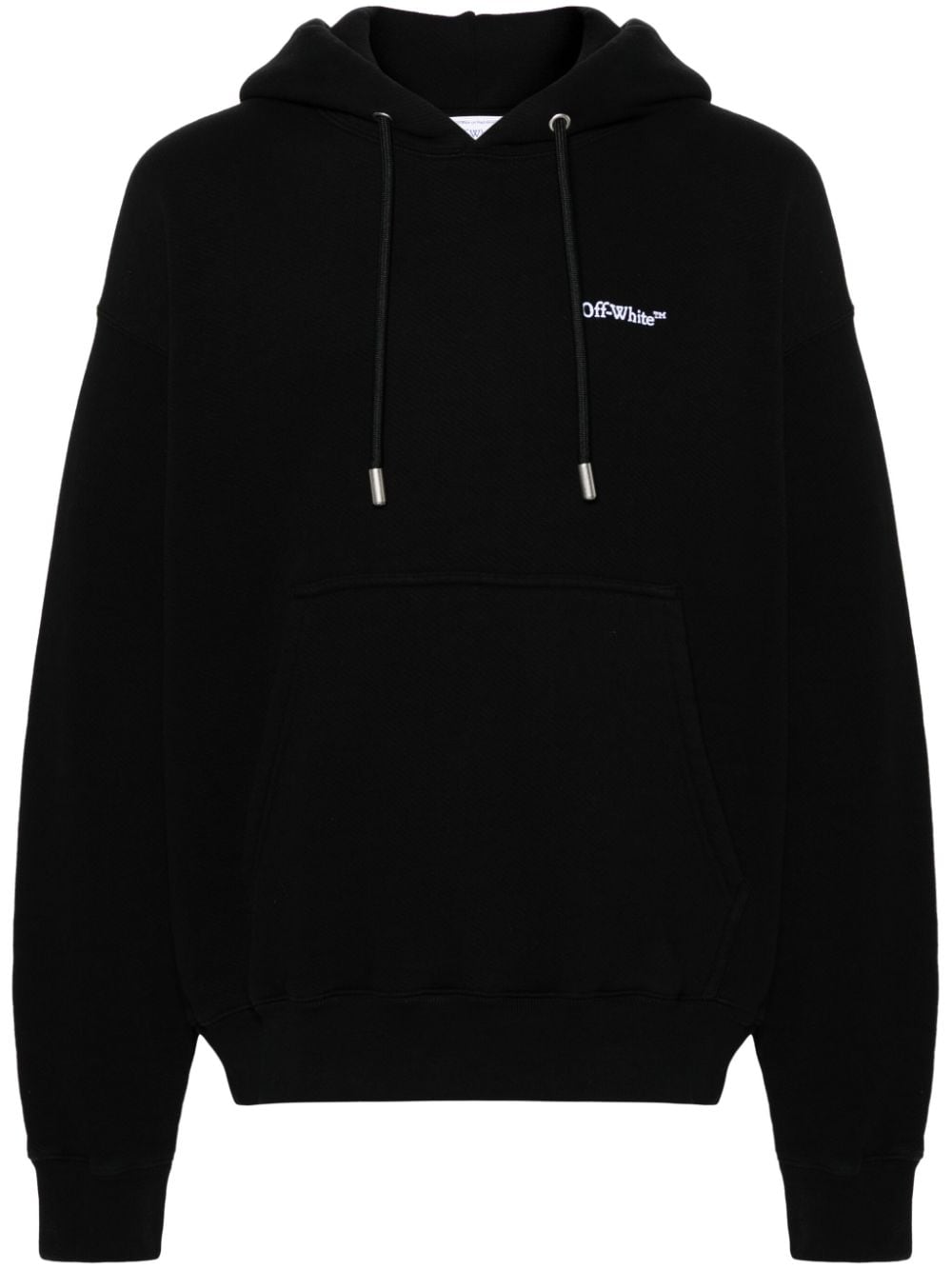 Off-White logo-embroidered organic-cotton hoodie - Black von Off-White