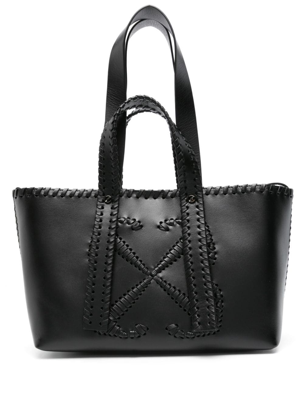 Off-White Arrows-stitch leather tote bag - Black von Off-White