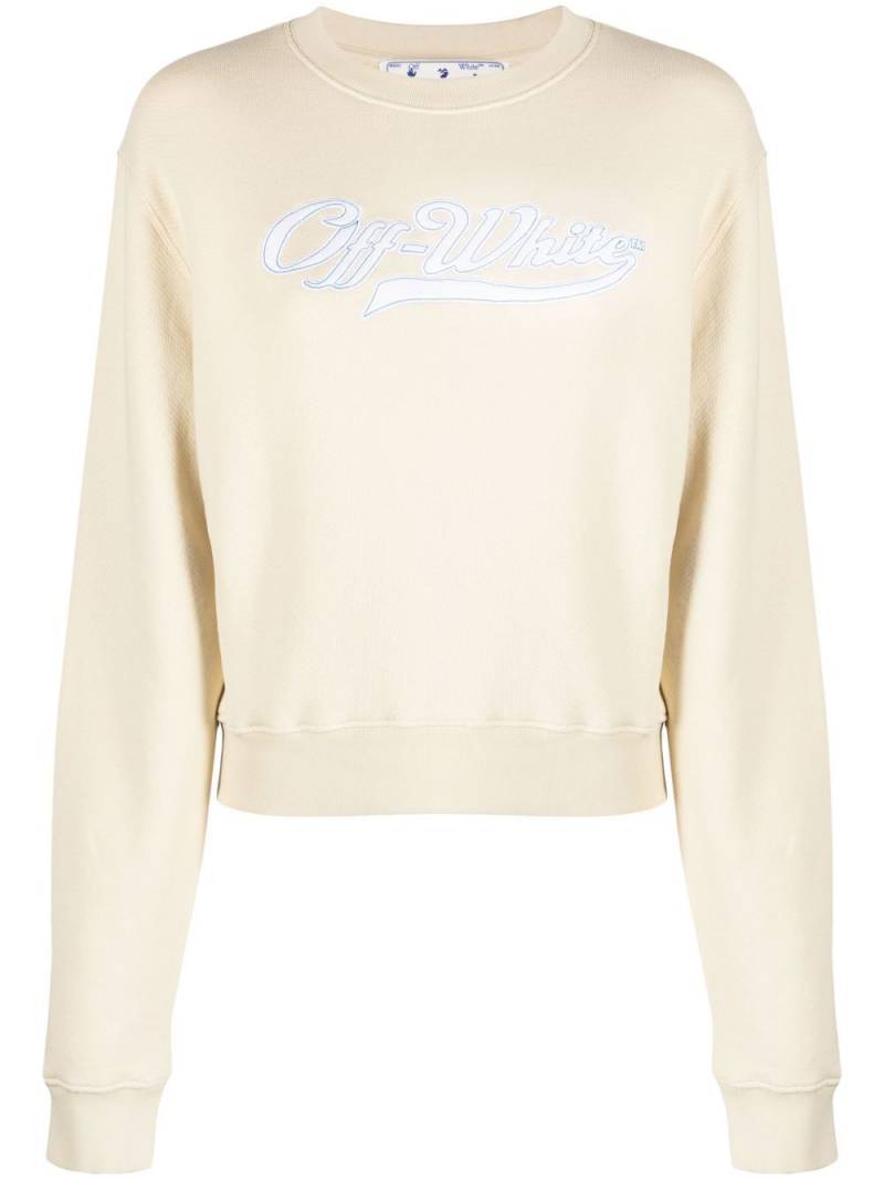 Off-White logo-embroidered cotton sweatshirt - Neutrals von Off-White