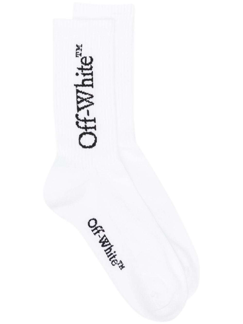 Off-White Bookish logo-intarsia socks - 0110 WHITE BLACK von Off-White