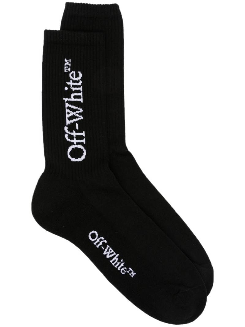 Off-White Bookish logo-intarsia socks - 1001 BLACK WHITE von Off-White