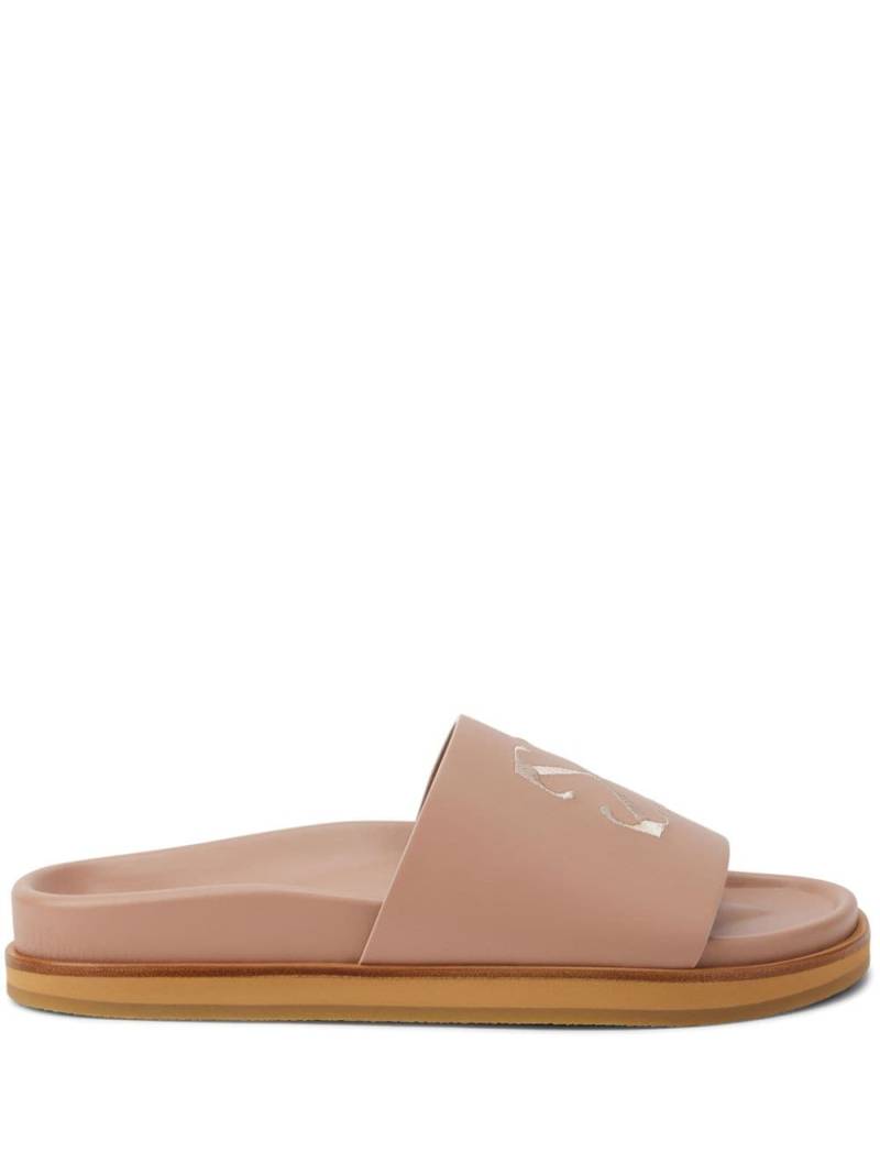 Off-White Cloud Arrow-embroidered leather slides - Pink von Off-White