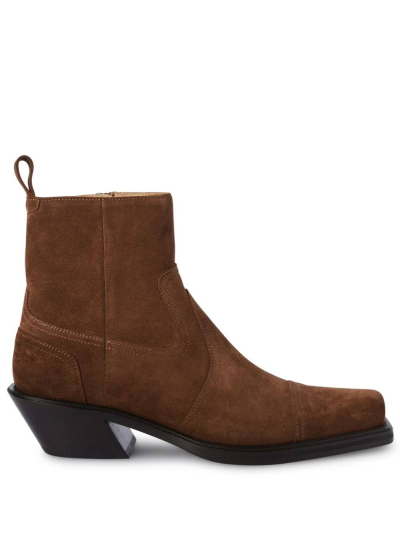 Off-White Cowboy suede ankle boots - Brown von Off-White