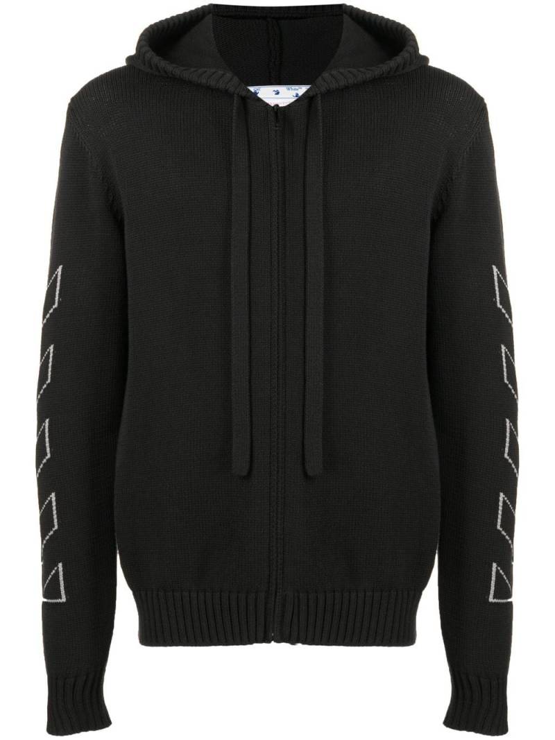Off-White Diag Outline knitted zip-up hoodie - Black von Off-White