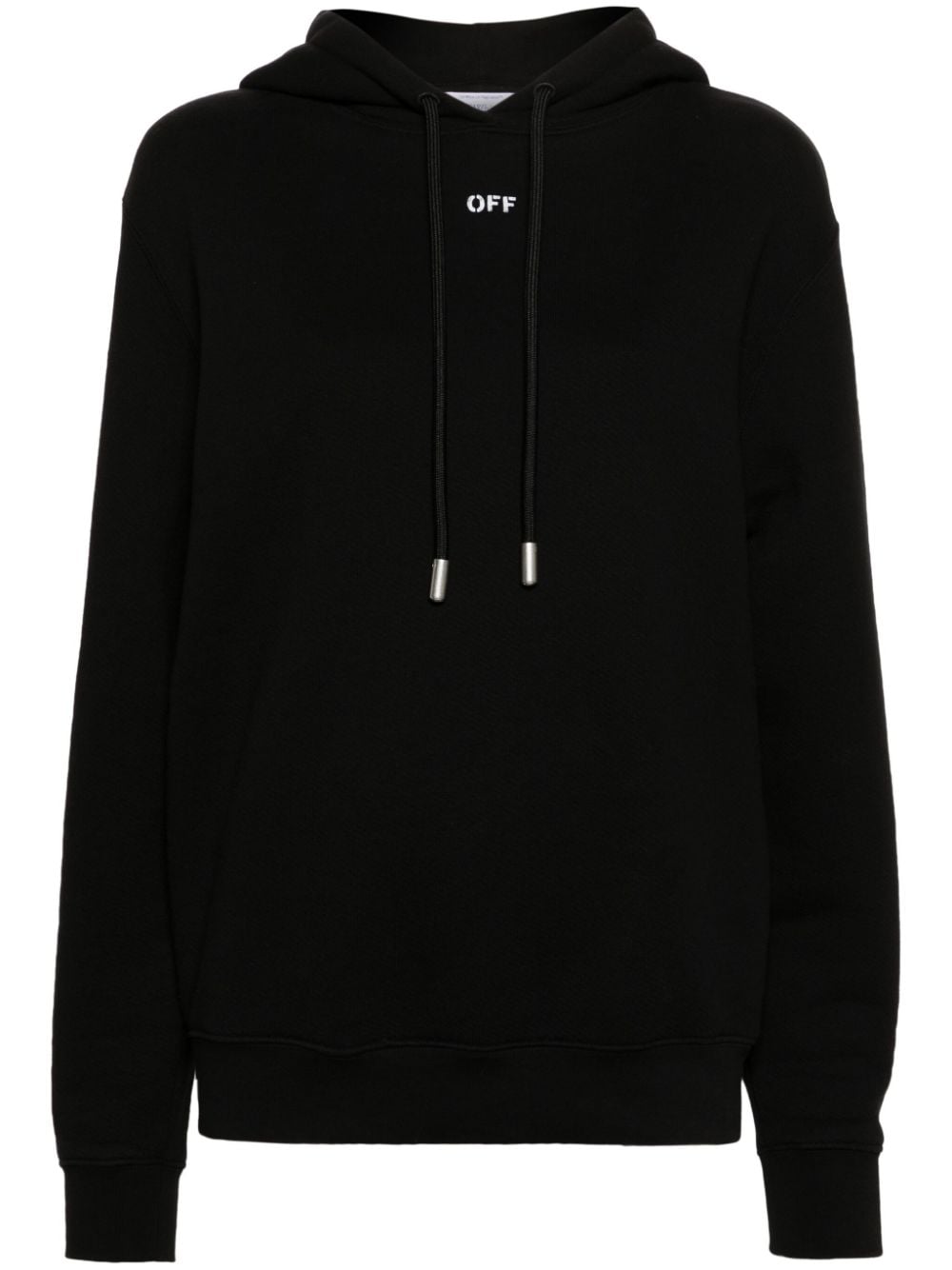 Off-White Diag-stripe embroidered cotton hoodie - Black von Off-White