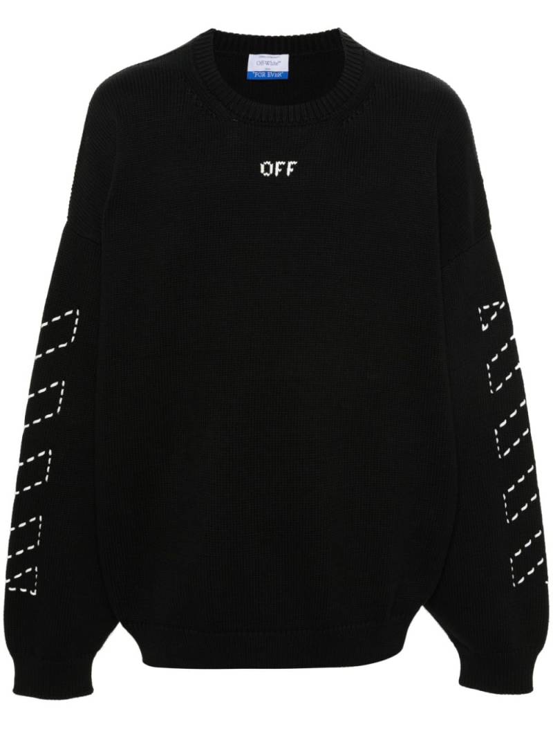 Off-White Diag-stripe embroidered jumper - Black von Off-White