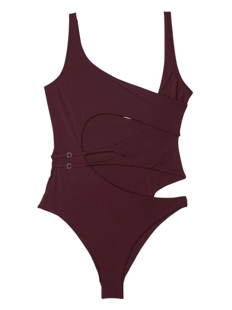 Off-White Meteor cut-out asymmetric swimsuit - Brown von Off-White