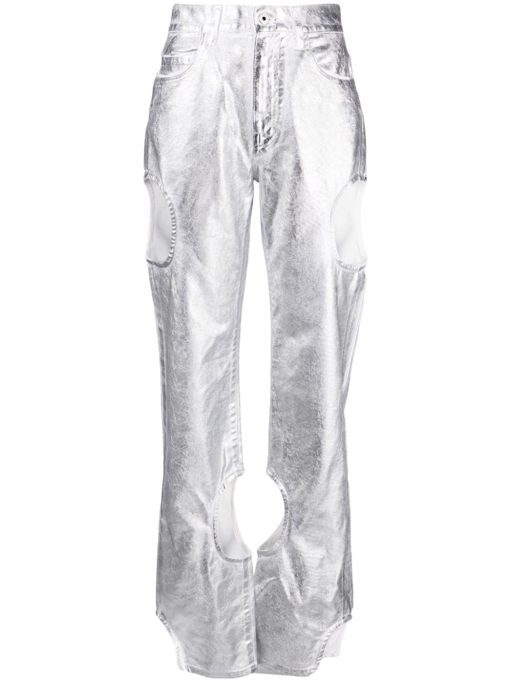 Off-White Meteor laminated straight trousers - Silver von Off-White