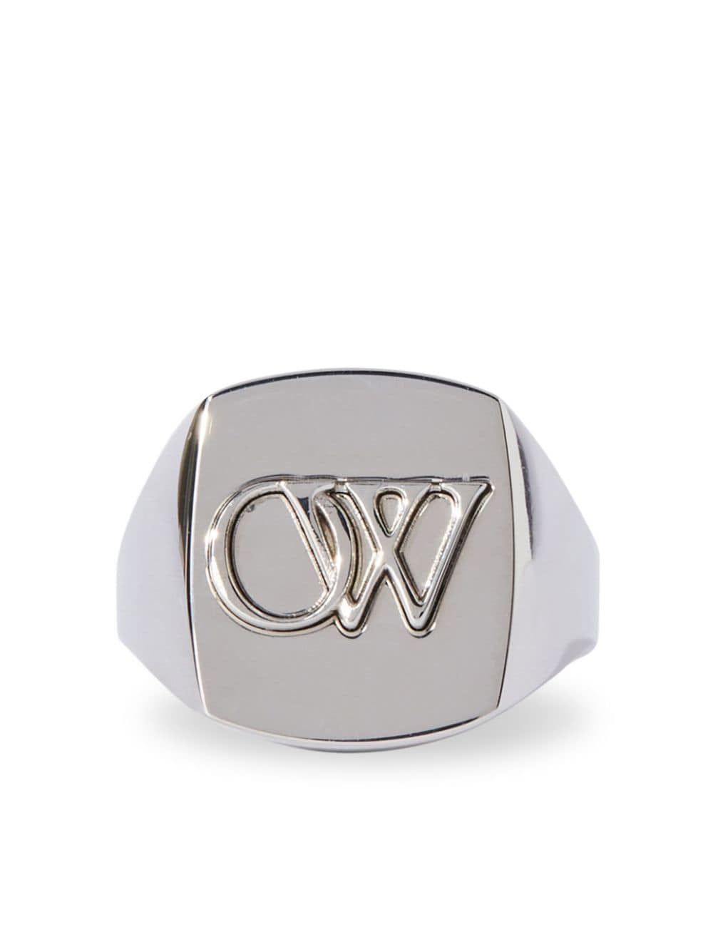 Off-White OW-embossed signet ring - Silver von Off-White