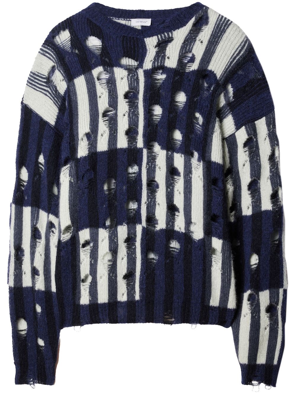 Off-White Shibori distressed knitted jumper - Blue von Off-White