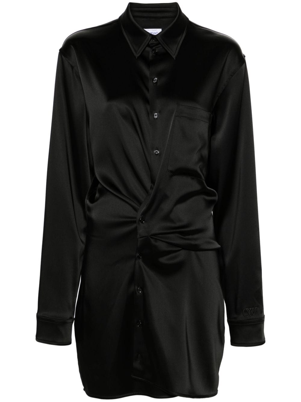 Off-White Twisted satin-finish shirt dress - Black von Off-White