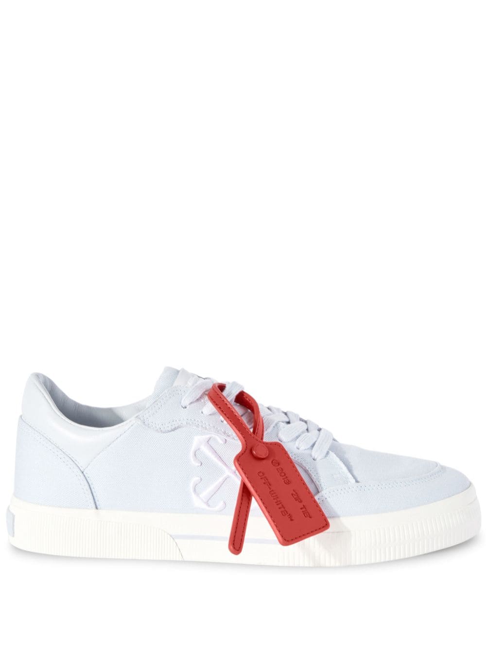 Off-White Vulcanized contrasting-tag canvas sneakers - Blue von Off-White