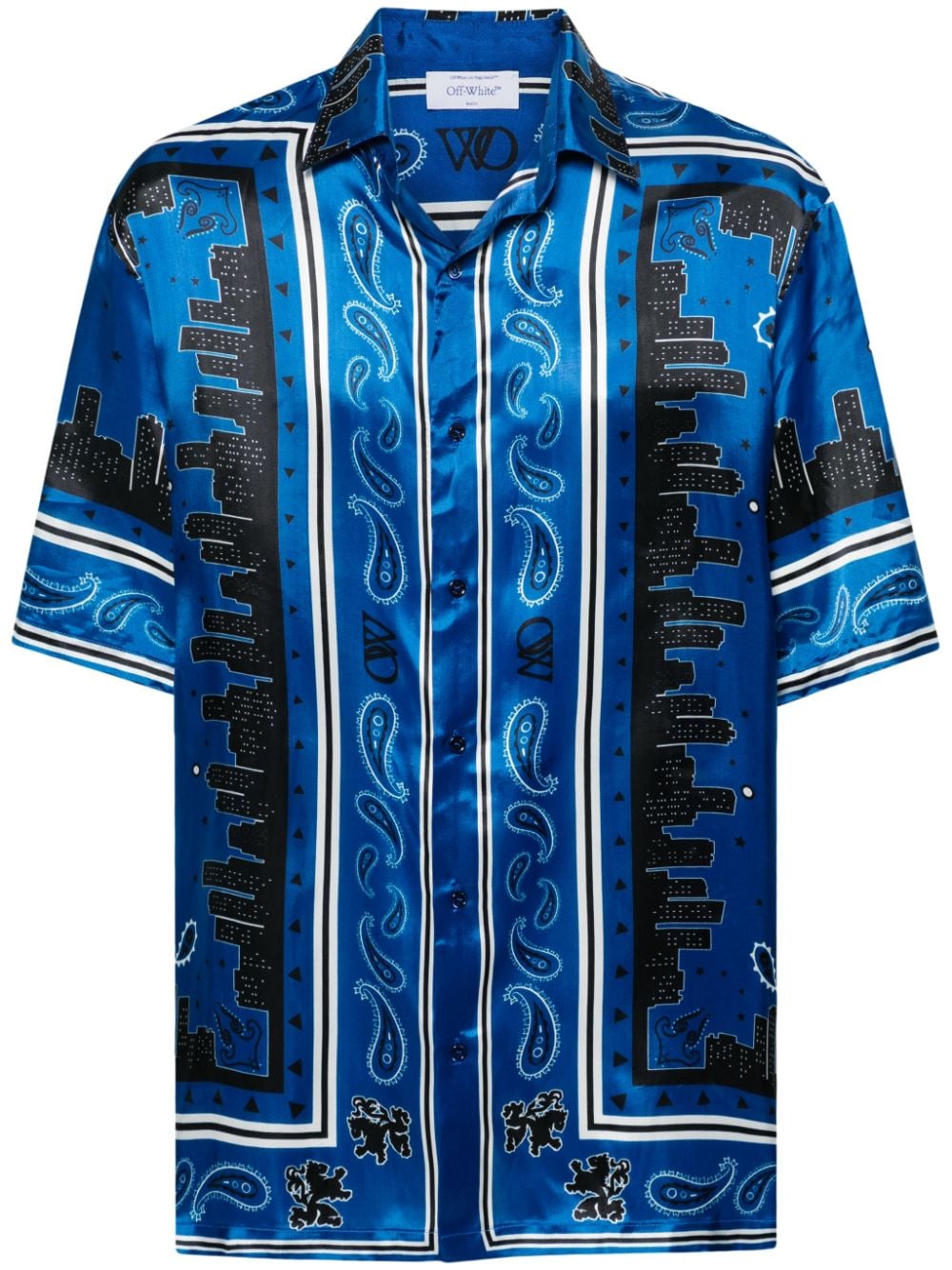 Off-White bandana-print satin shirt - Blue von Off-White