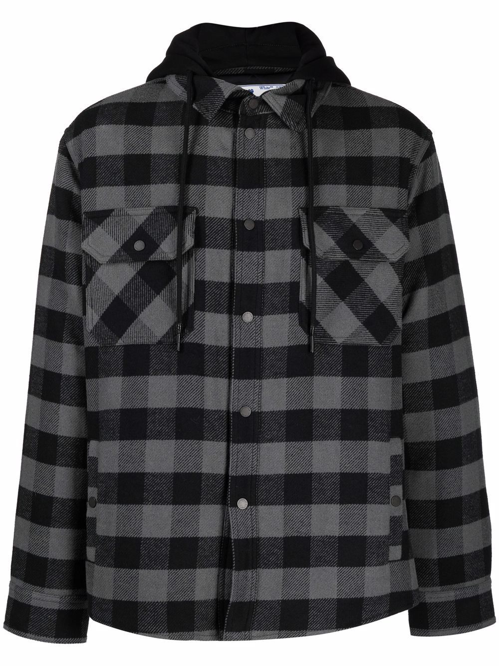 Off-White checked hooded shirt - Grey von Off-White