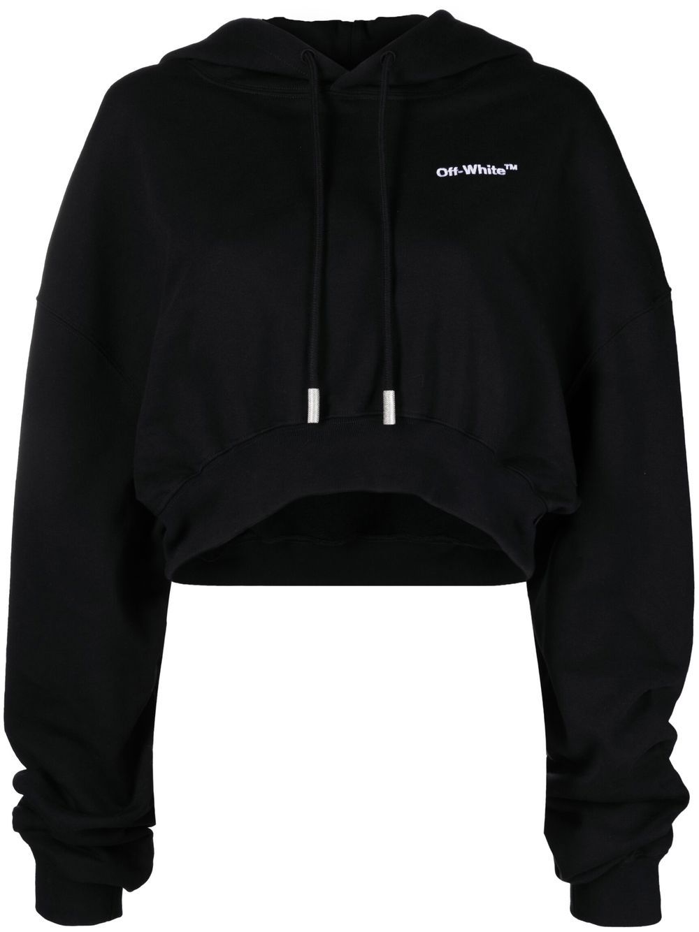 Off-White cropped drawstring hoodie - Black von Off-White