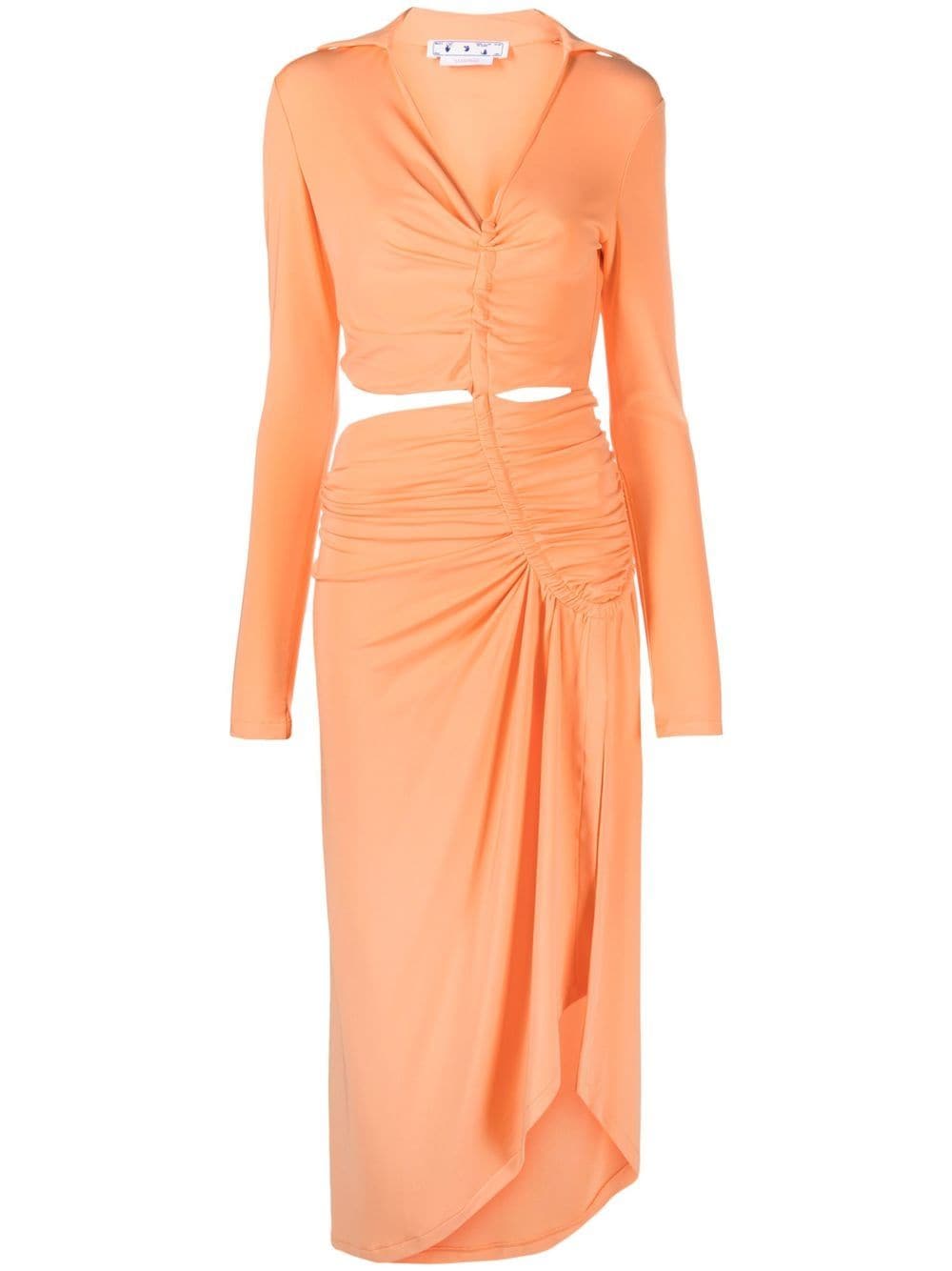 Off-White cut-out draped dress - Orange von Off-White