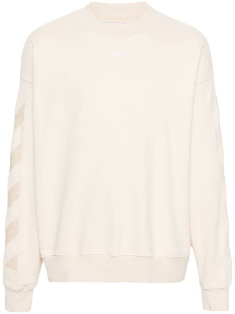 Off-White diagonal stripe-embroidered cotton sweatshirt - Neutrals von Off-White