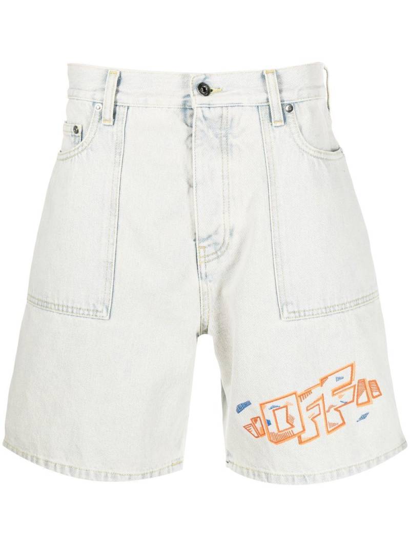 Off-White embroidered-logo denim shorts - Blue von Off-White