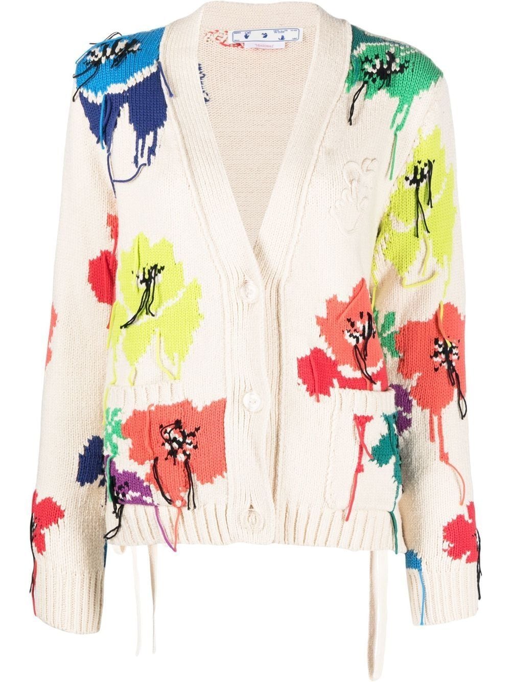 Off-White floral-embroidered knitted cardigan von Off-White