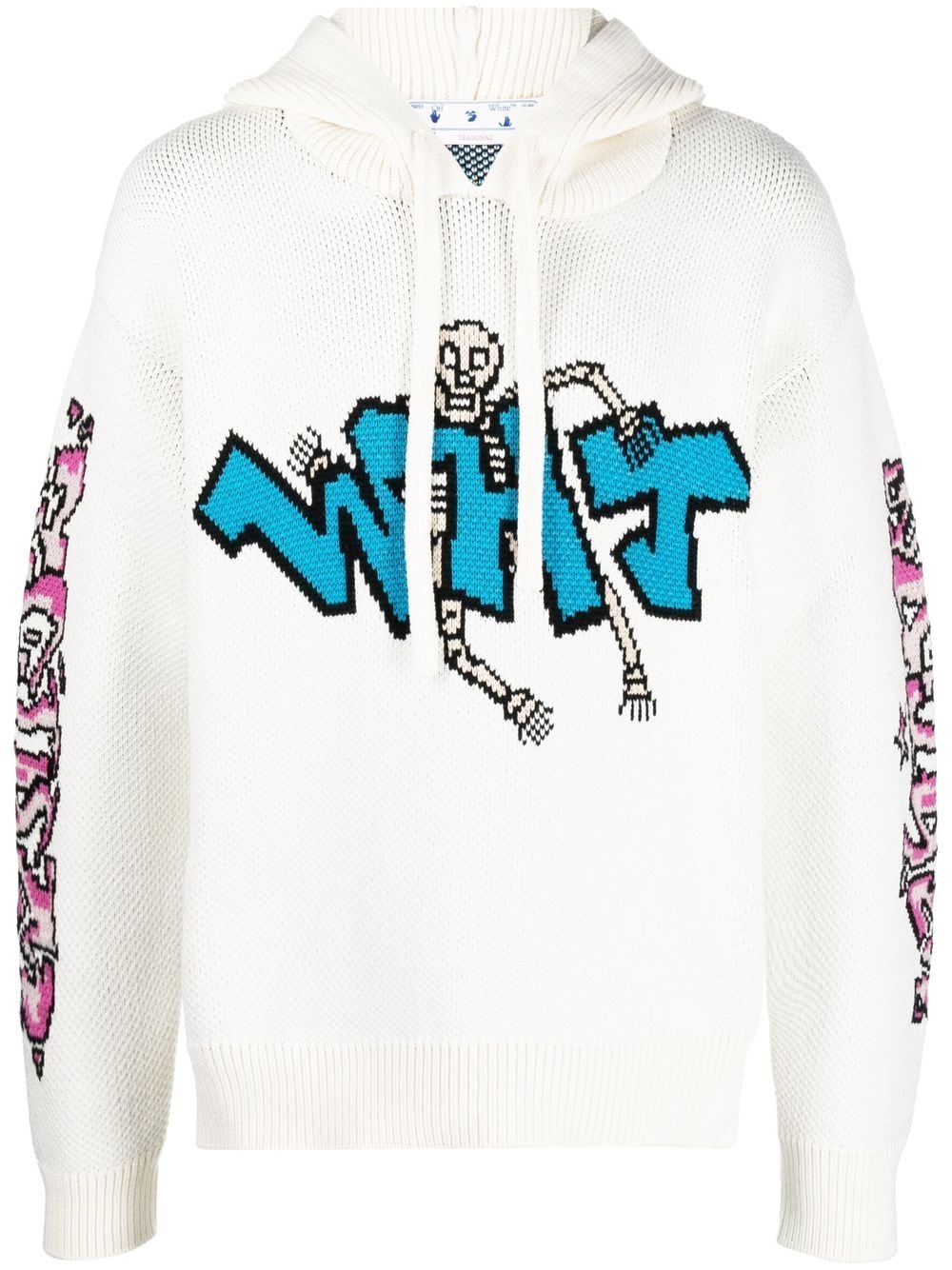 Off-White graffiti-detail knit hoodie von Off-White