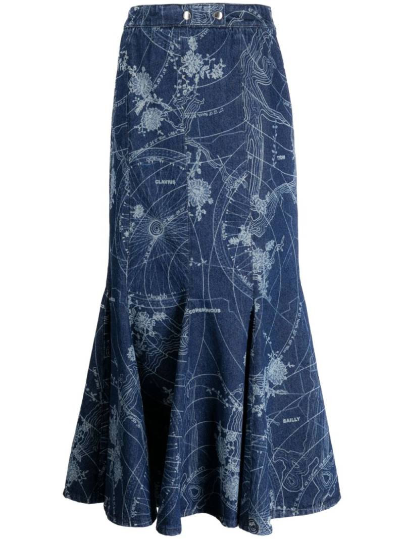 Off-White graphic-print mermaid midi skirt - Blue von Off-White