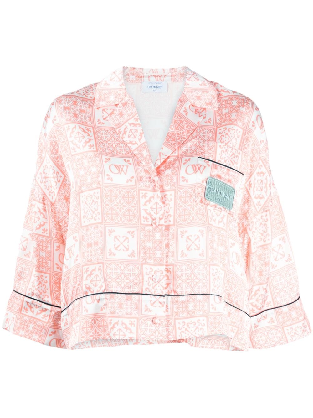 Off-White graphic-print satin shirt - Pink von Off-White
