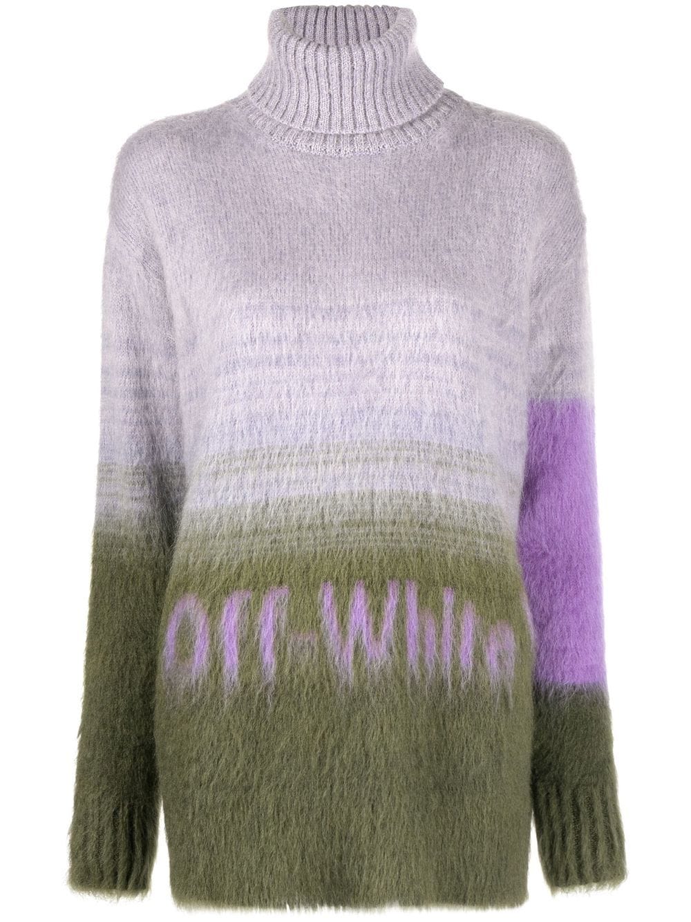 Off-White intarsia-knit logo roll-neck jumper - Purple von Off-White