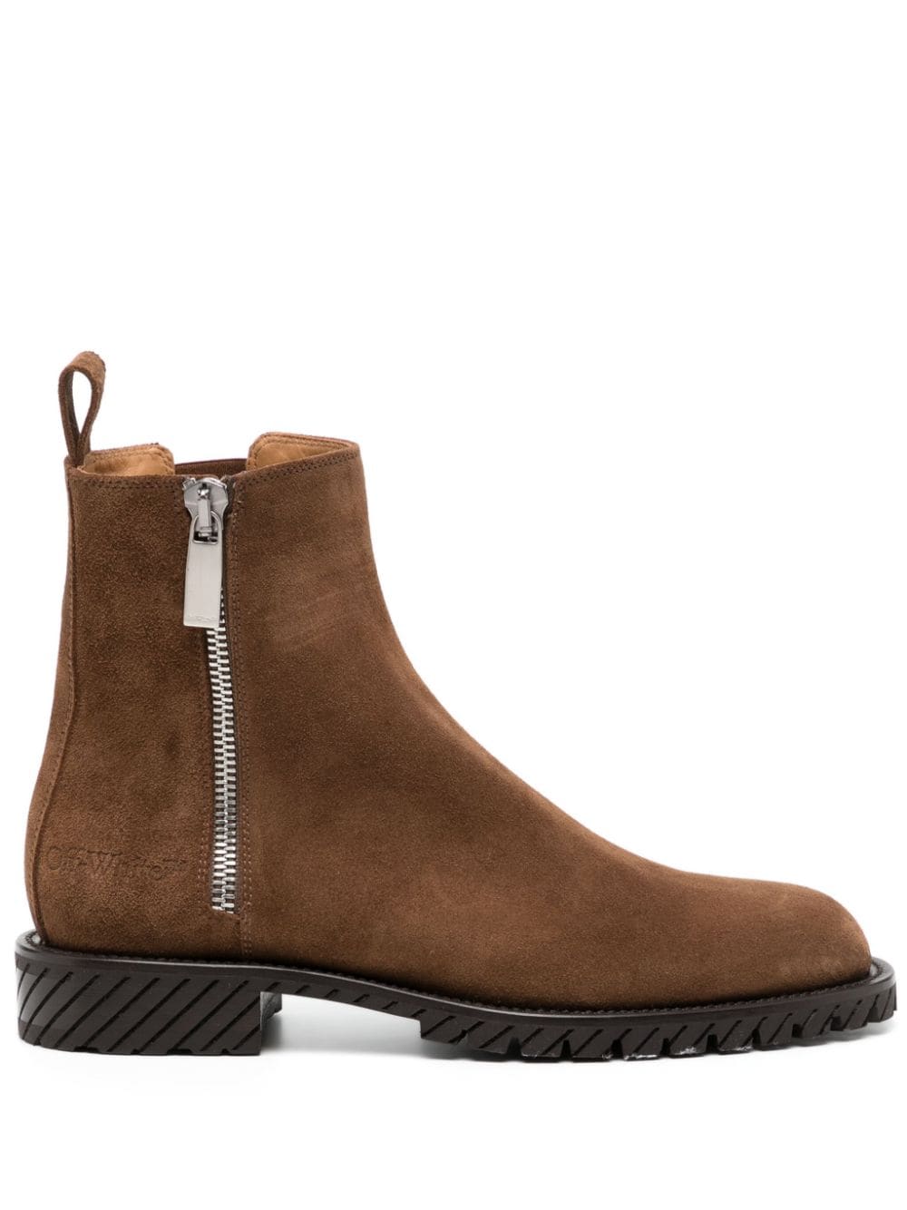 Off-White logo-debossed suede ankle boots - Brown von Off-White