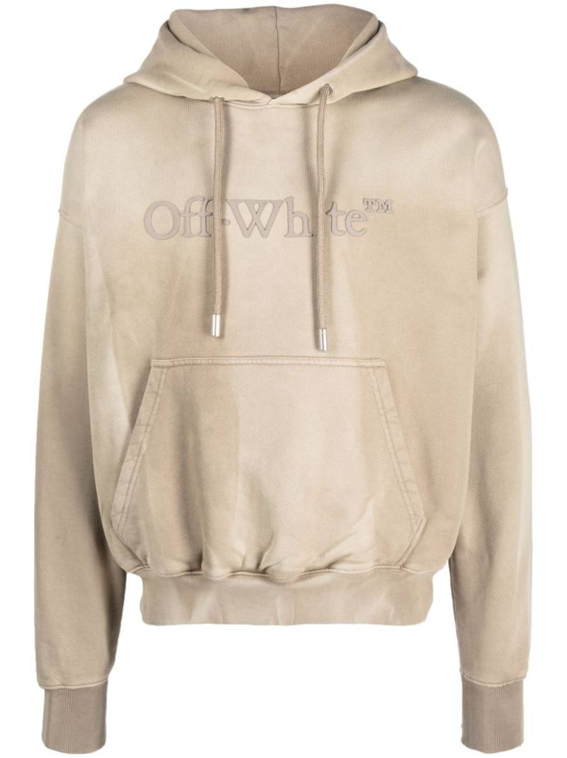 Off-White logo-embossed cotton hoodie - Neutrals von Off-White