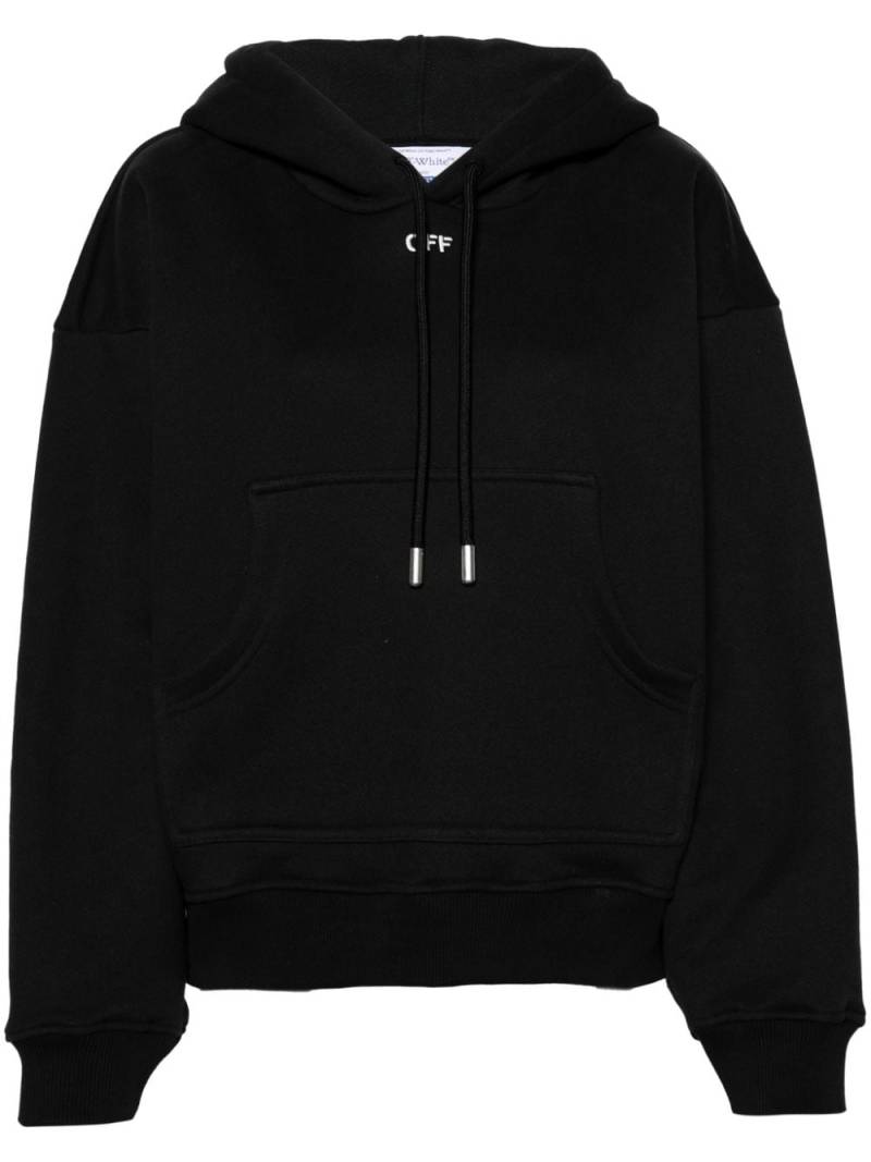 Off-White logo-embroidered cotton hoodie - Black von Off-White