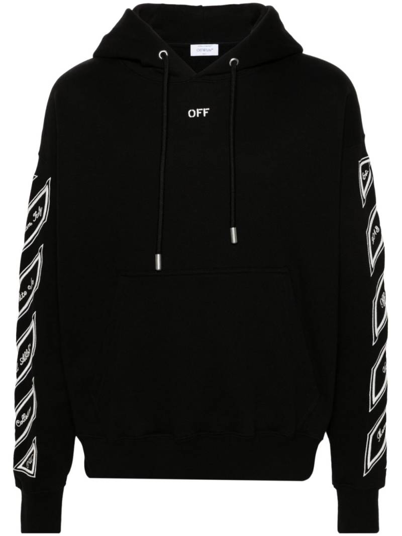 Off-White logo-embroidered cotton hoodie - Black von Off-White