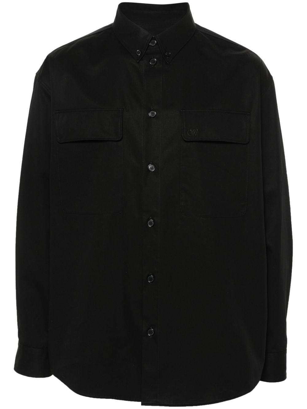 Off-White logo-embroidered cotton shirt - Black von Off-White