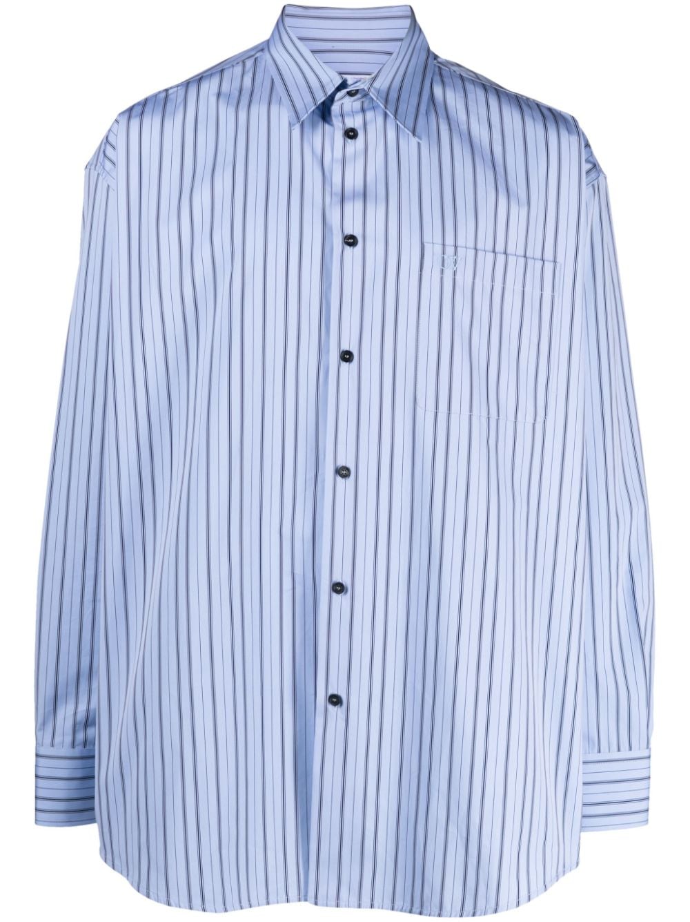 Off-White logo-embroidered striped shirt - Blue von Off-White