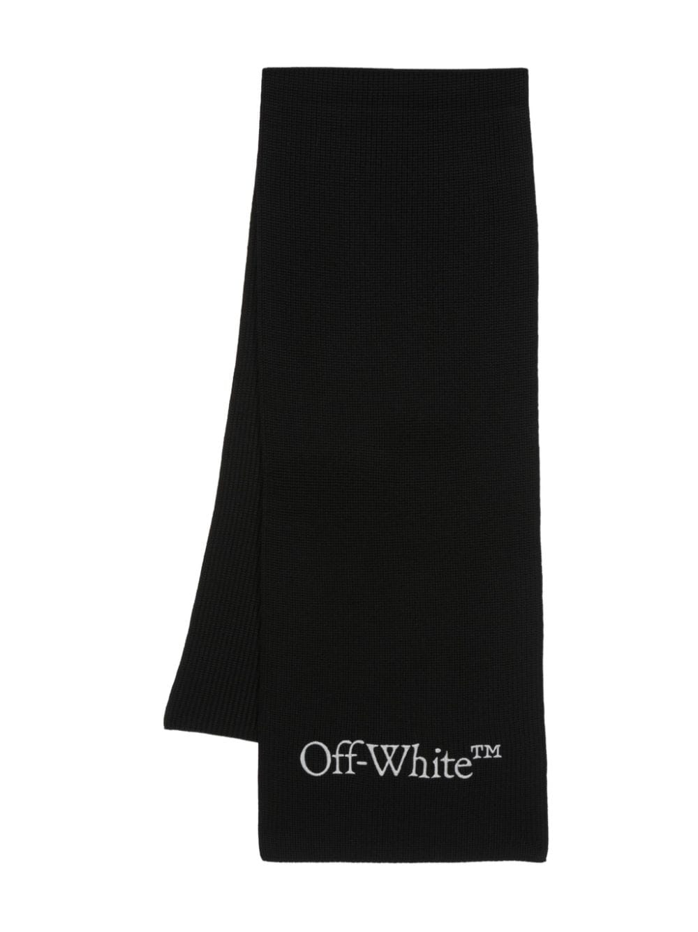 Off-White logo-embroidered virgin-wool scarf - Black von Off-White