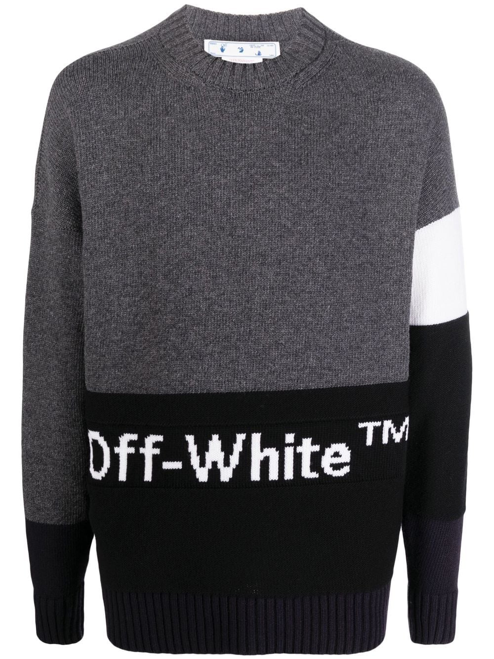 Off-White logo-intarsia jumper - Grey von Off-White