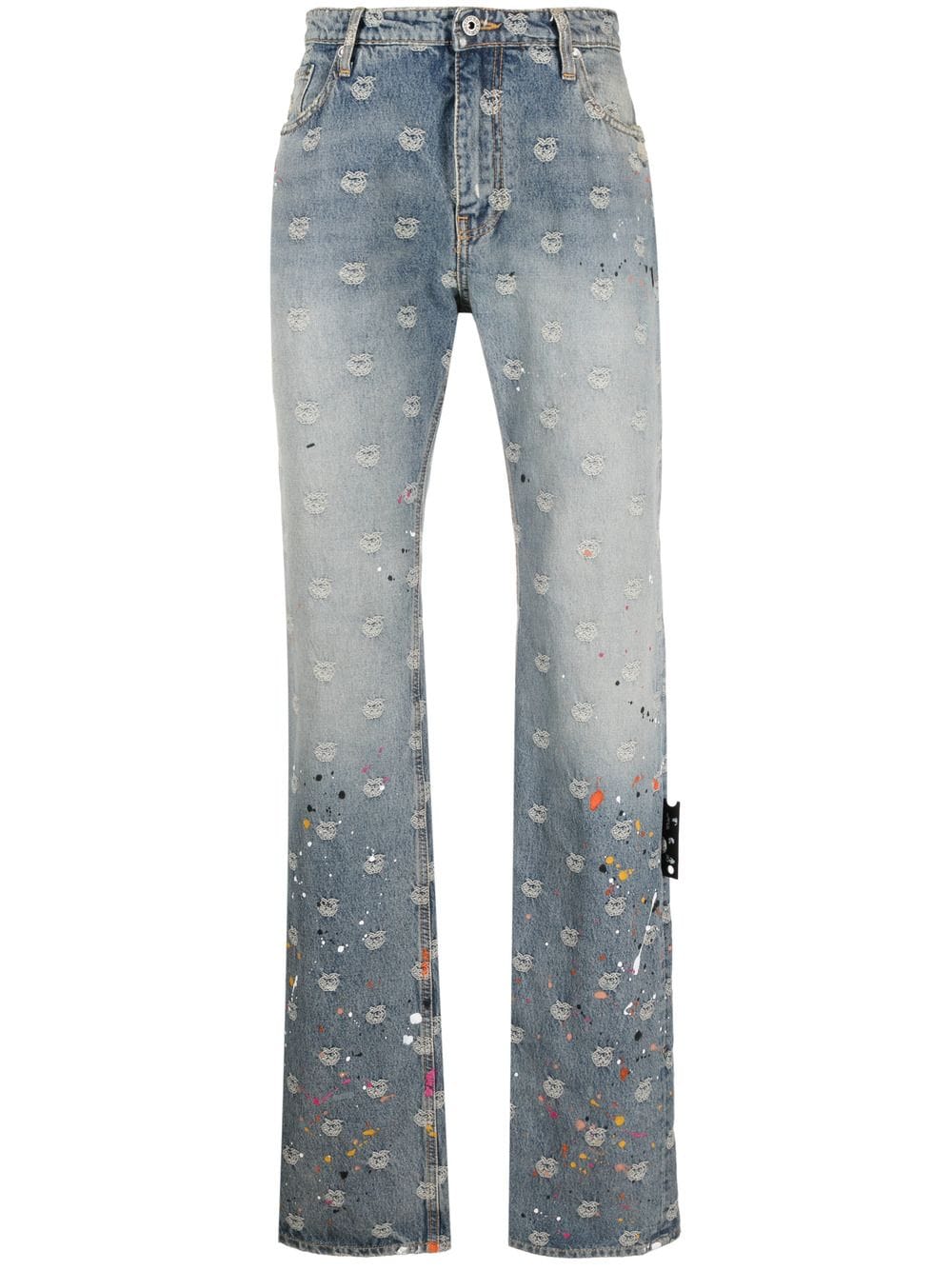 Off-White logo-jacquard paint-splatter jeans - Blue von Off-White