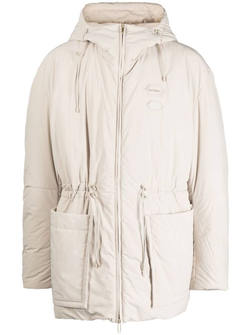 Off-White logo-patch hooded drawstring jacket - Neutrals von Off-White