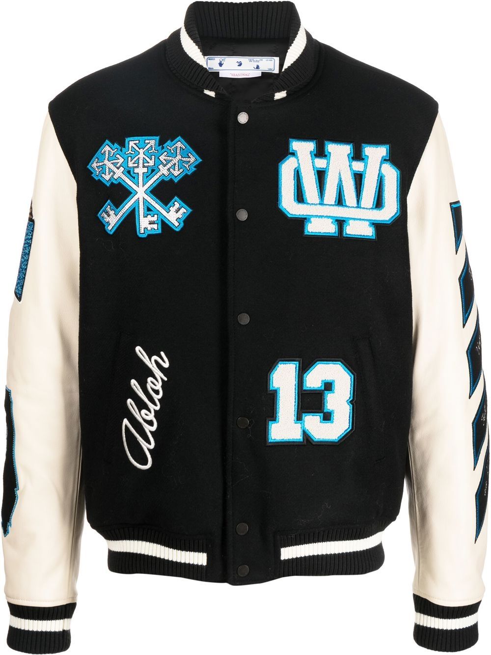 Off-White logo-patch varsity jacket - Black von Off-White