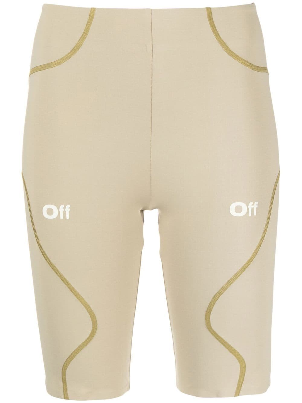 Off-White logo-print biker shorts - Green von Off-White