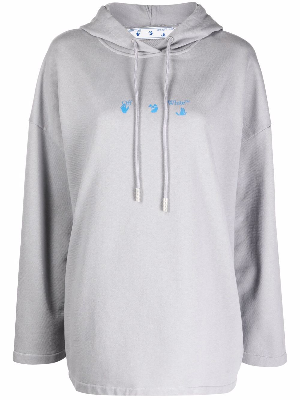 Off-White logo-print cotton hoodie - Grey von Off-White