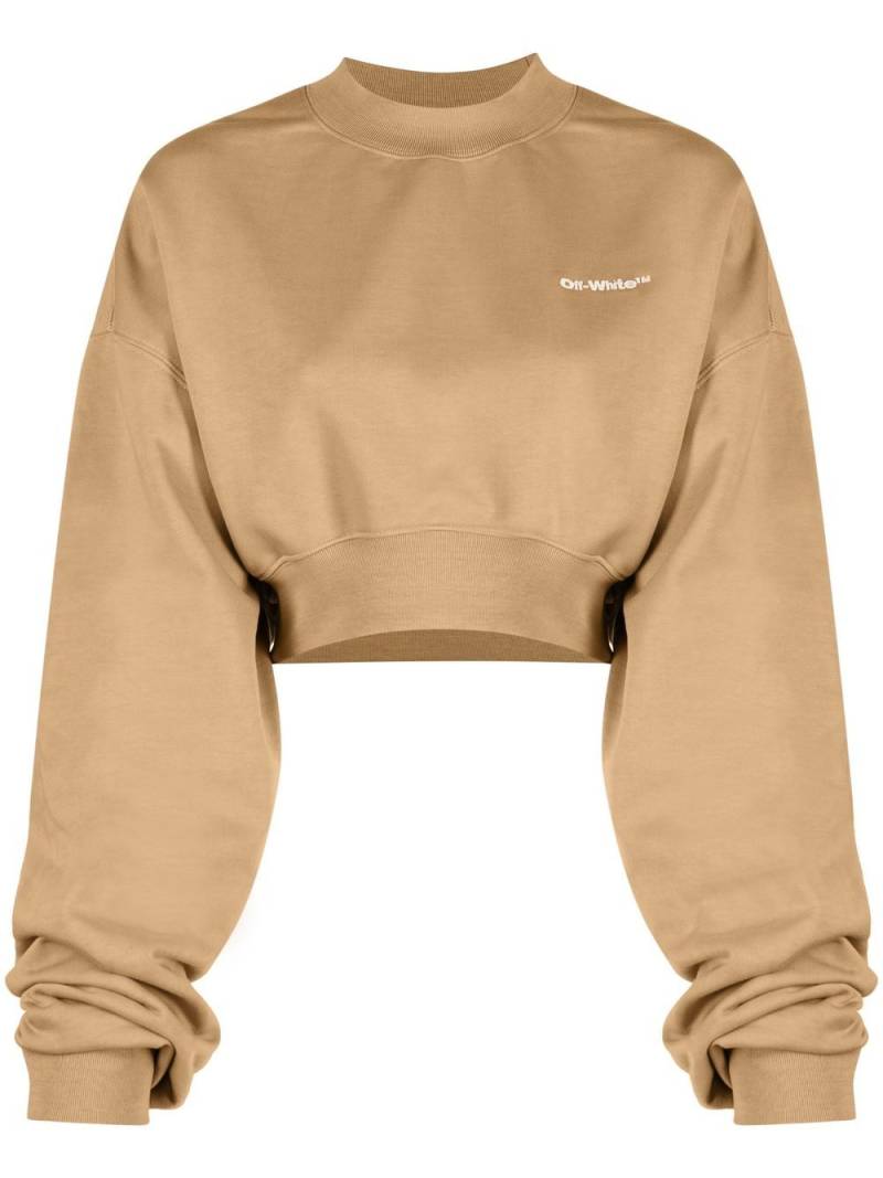 Off-White logo-print cropped sweatshirt - Brown von Off-White