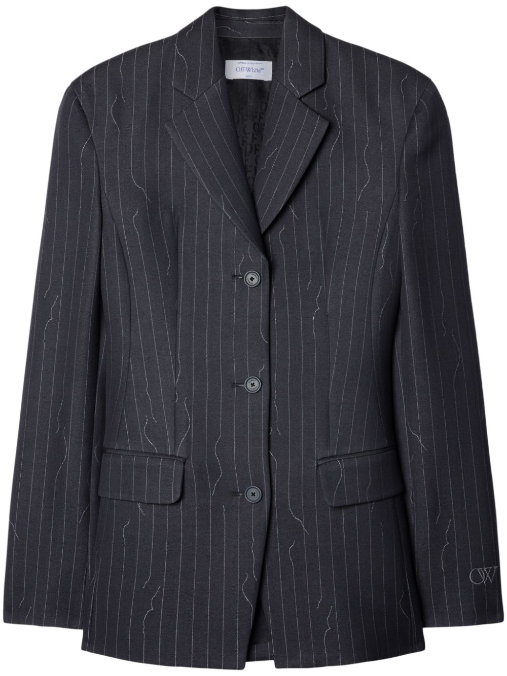 Off-White pinstripe-pattern virgin wool-blend blazer - Grey von Off-White