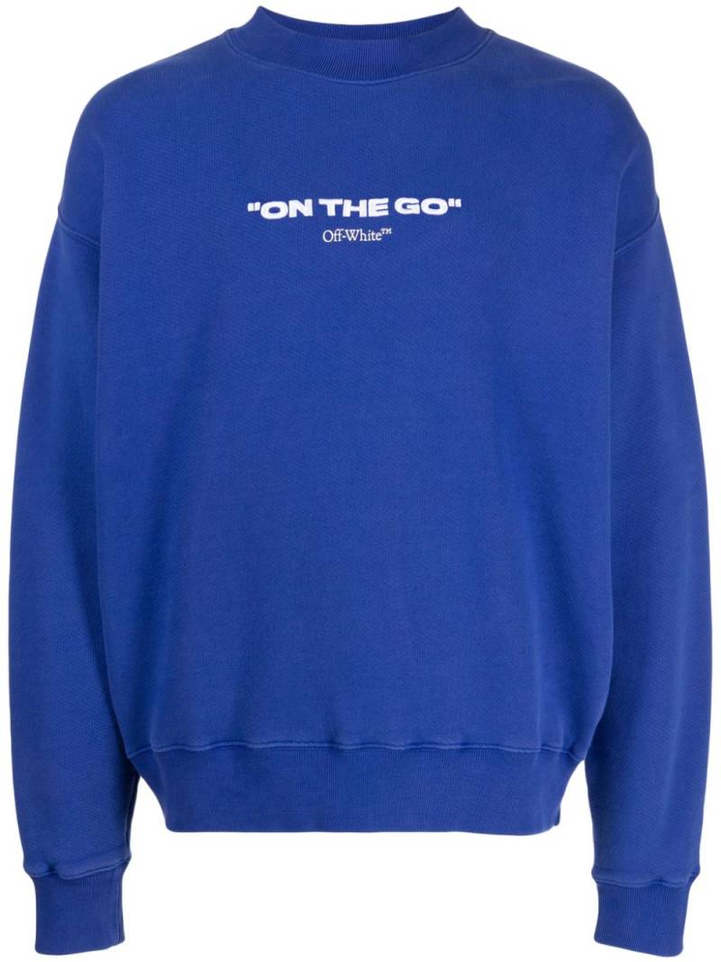 Off-White slogan-embroidered cotton sweatshirt - Blue von Off-White